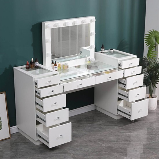 Vanity Table  Glass Top & Ηollywood Mirror XL 165cm  -6961034 MAKE UP FURNITURES