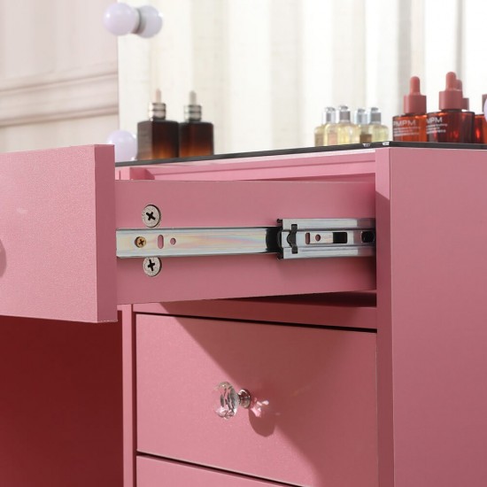 Full Set Vanity Table Pink & Hollywood Full Mirror με 2 ράφια αποθήκευσης-6910021 MAKE UP FURNITURES