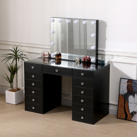 Full Set Vanity Table Black & Vanity Storage Stations Black-6910026