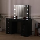 Best seller Vanity Table Glass Top & Hollywood Full Mirror Black - 6961059 MAKE UP FURNITURES