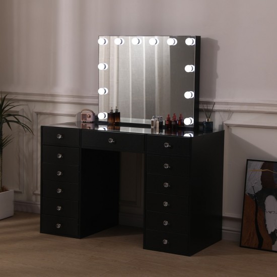 Full Set Vanity Table Black & Vanity Storage Stations Black-6910024