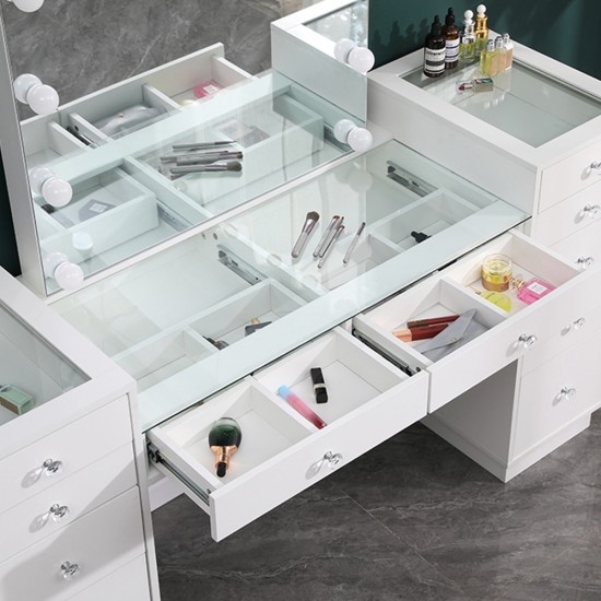 Vanity Table Glass Top & Ηollywood Full Mirror XL 165cm  -6961061 MAKE UP FURNITURES