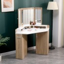 Corner Vanity Table with Trifold Mirror Natural White-6961066 BOUDOIR LUXURY COLLECTION