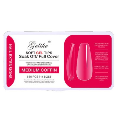 Soft Gel Tips Full Cover Medium Coffin 550 Τεμάχια No.2 - 4220114