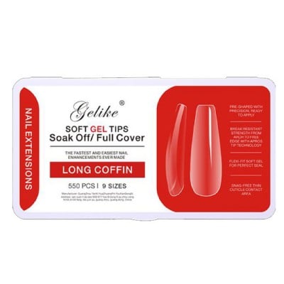 Soft Gel Tips Full Cover Long Coffin 550 Τεμάχια No.1 - 4220115