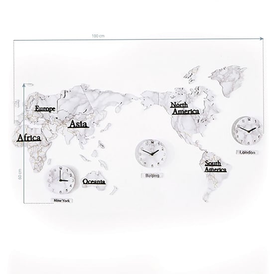 Διακοσμητικός Παγκόσμιος Χάρτης με ρολόγια - 0135173 ΡΟΛΟΓΙΑ ΤΟΙΧΟΥ