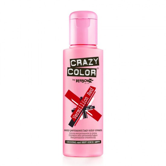 Crazy color ημιμόνιμη κρέμα-βαφή μαλλιών vermillion red no40 100ml - 9002230 CRAZY COLOR