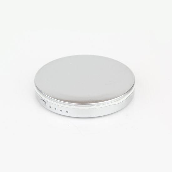 USB Round compact Power Bank Led makeup mirror silver 9cm - 6900162 BEAUTY & STORAGE  BOXES