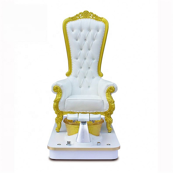 Throne Spa pedicure chair wood frame με φωτισμό Led White & Gold - 6950101 PEDICURE THRONES-ΠΟΛΥΘΡΟΝΕΣ SPA