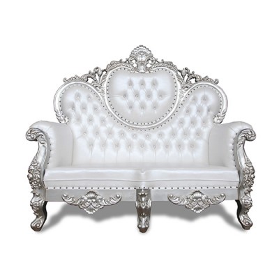 Throne waiting chair white & silver frame large  - 6950109